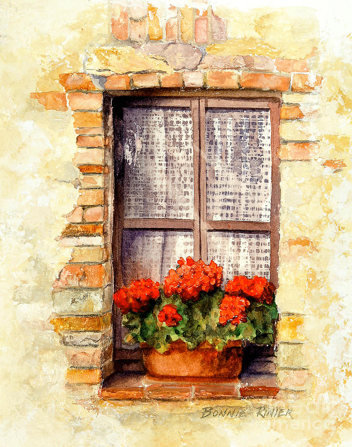 Tuscan Window Painting by Bonnie Rinier