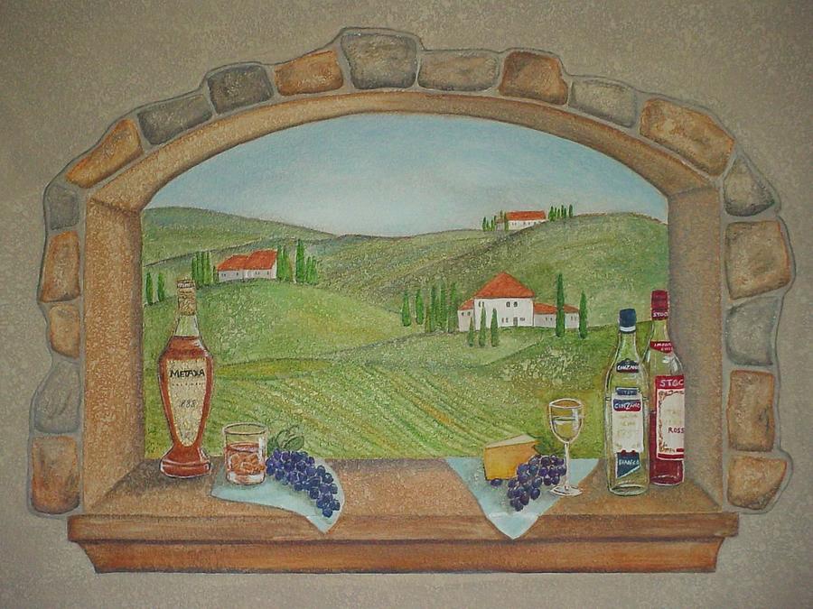 Tuscan Window View Painting