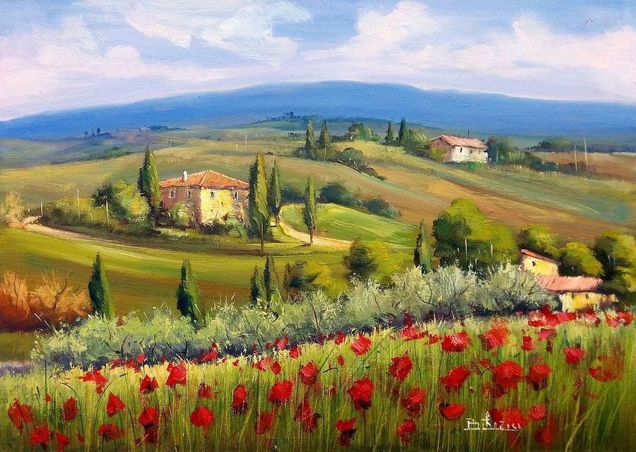 Tuscany atmosphere 50x70 cm Painting by Bruno Chirici - Fine Art America