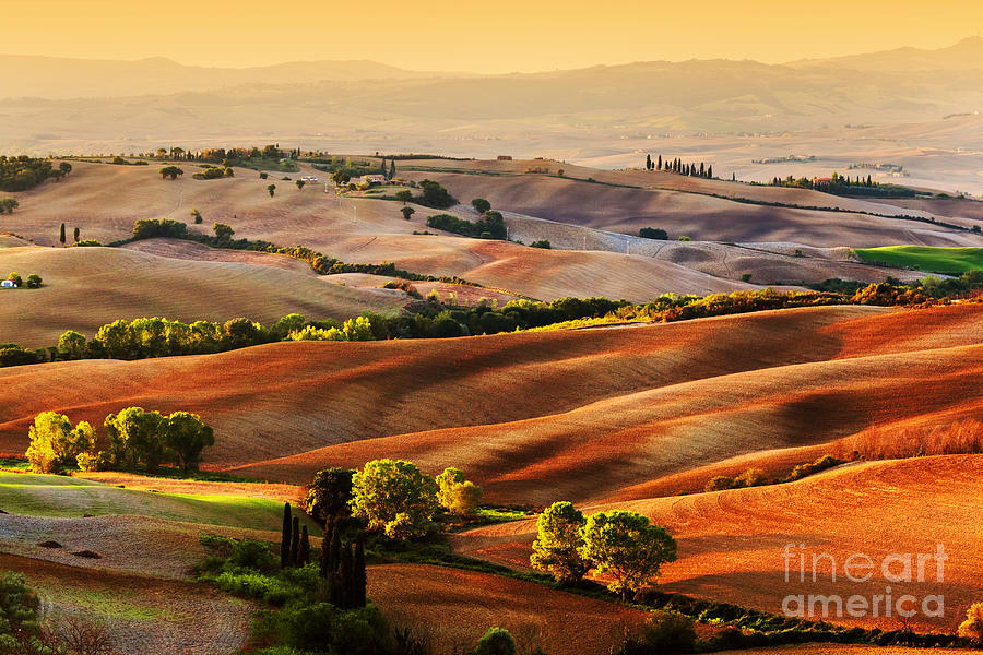 Tuscany countryside landscape at sunrise Photograph by Michal Bednarek