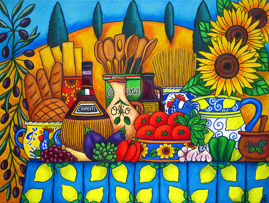 Still Life Painting - Tuscany Delights,Italy by Lisa  Lorenz