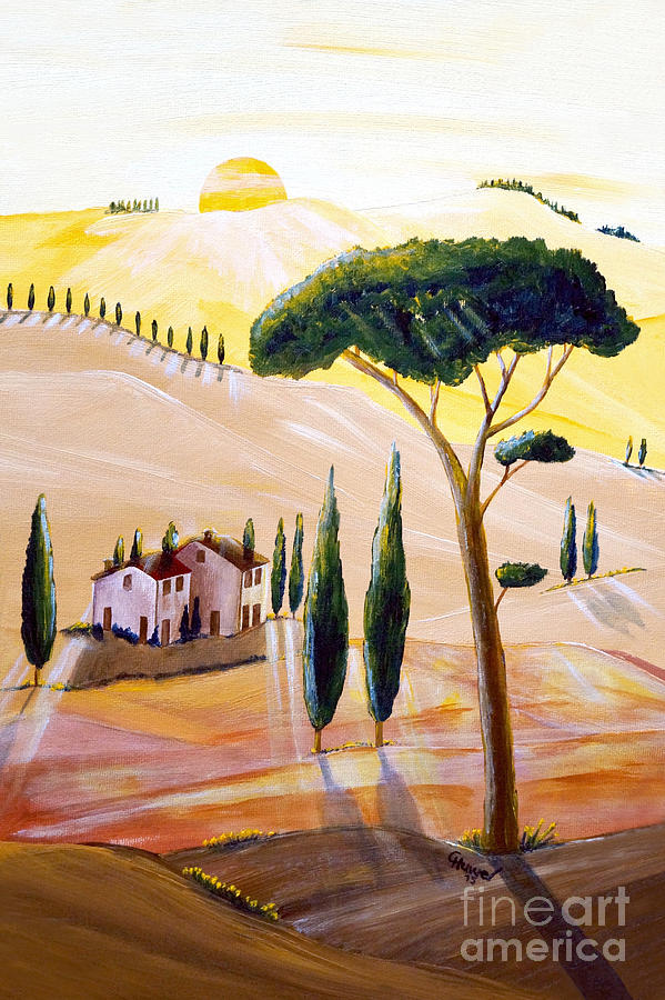 Tree Painting - Tuscany in the morning by Christine Huwer