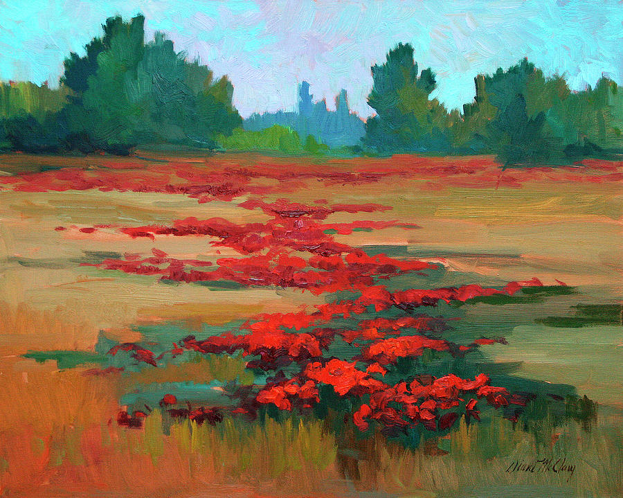 Tuscany Poppy Field Painting by Diane McClary