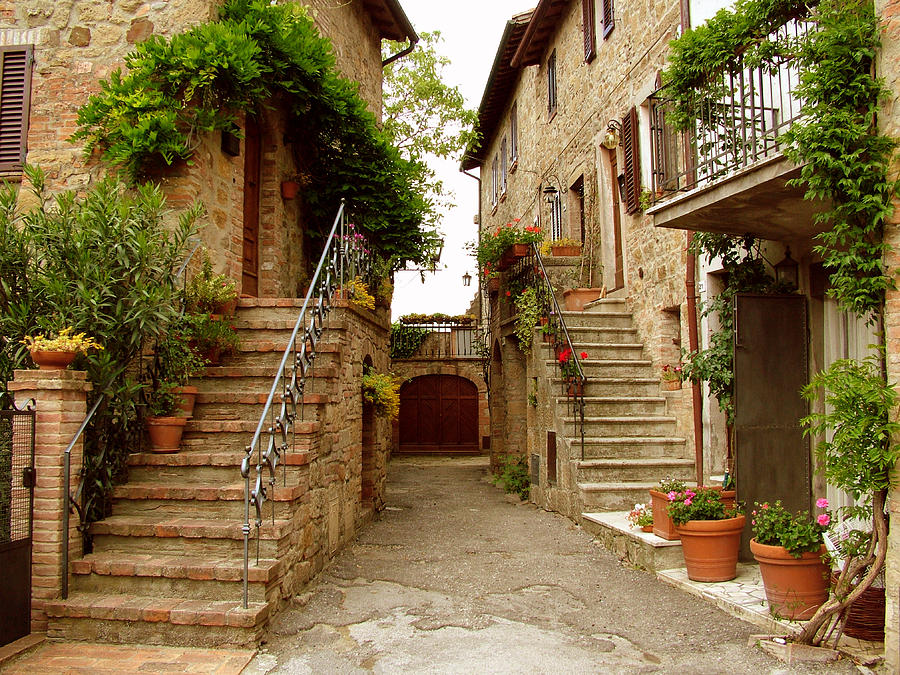 Architecture Photograph - Tuscany Stairways by Donna Corless