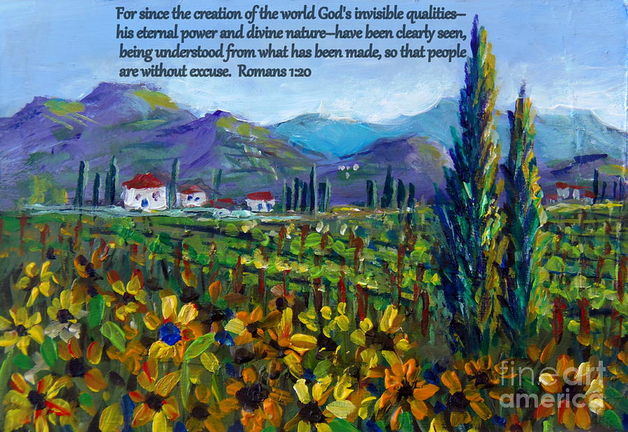 Tuscany Sunflowers With Scripture Painting by Lou Ann Bagnall