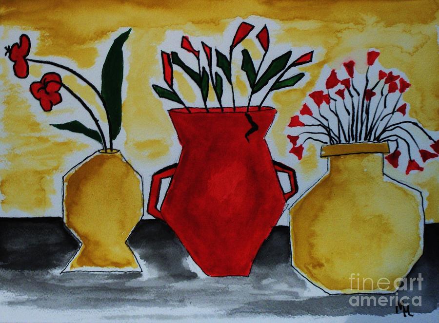 Vase Painting - Tuscany Whimsey Flower Pots by Marsha Heiken