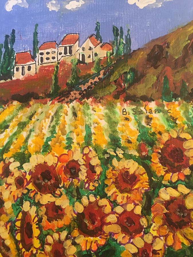 Sunflowers Painting - Tuscany,italy by Barbara Szlanic