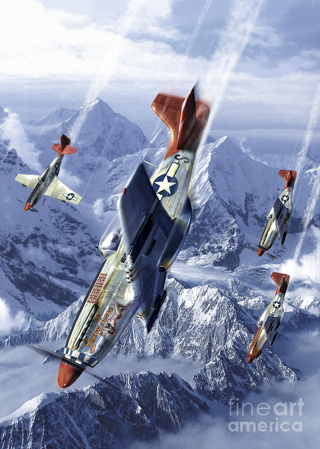Transportation Digital Art - Tuskegee Airmen Flying Near The Alps by Kurt Miller