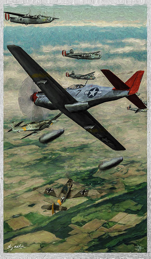 Tuskegee Airmen in Aerial Combat 2 - Oil Digital Art by Tommy Anderson