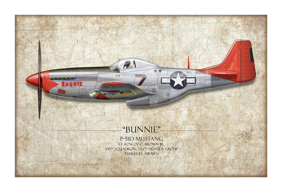 Tuskegee Airmen P-51 Mustang - Map Background Art Print Digital Art by Craig Tinder