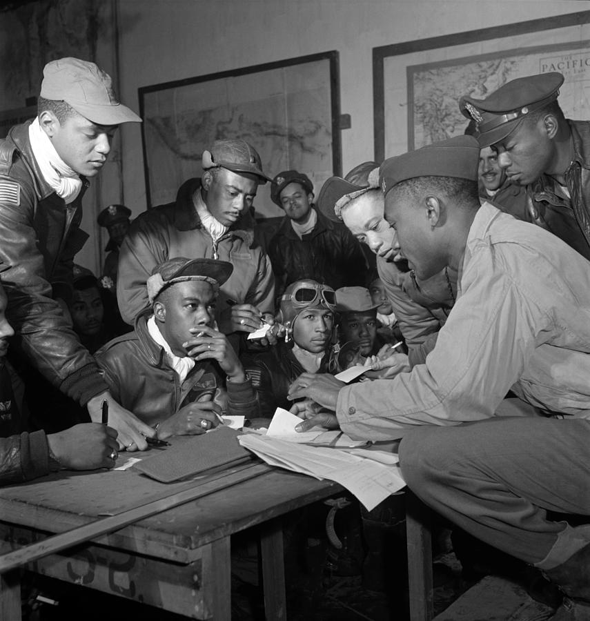 Tuskegee Airmen Planning Session - Italy - 1945 Photograph by War Is Hell Store