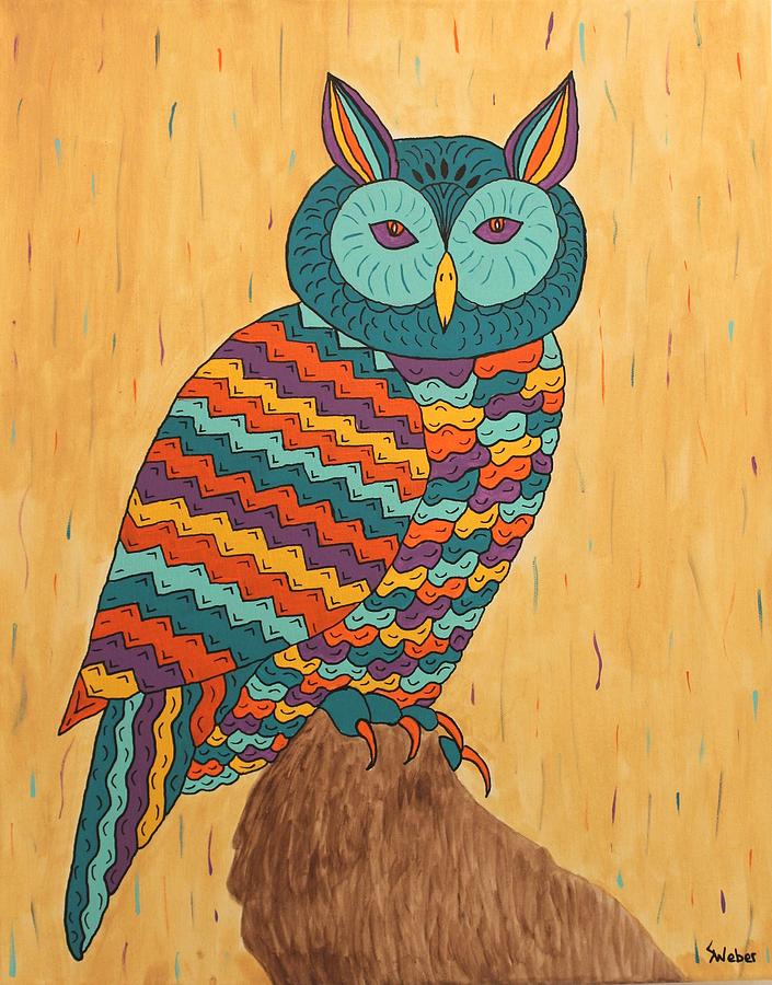 Tutie Fruitie Hootie Owl Painting by Susie WEBER