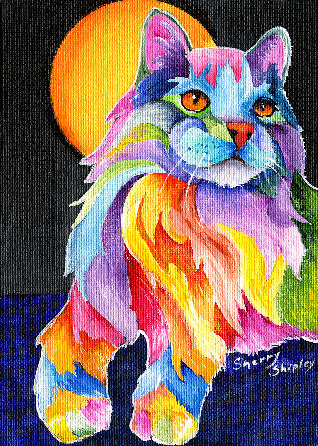 Cat Painting - Tutti Fruiti Kitty by Sherry Shipley