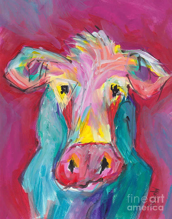 Tutti Frutti Cow Painting by Robin Wiesneth