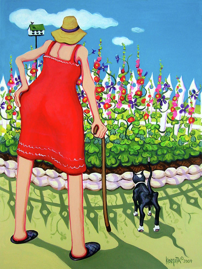 Tuxedo Cat - Edens Garden Painting by Rebecca Korpita