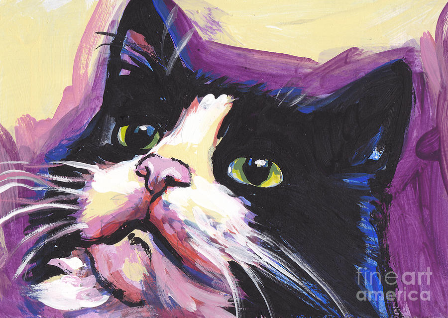 Tuxedo Cat Painting by Lea S