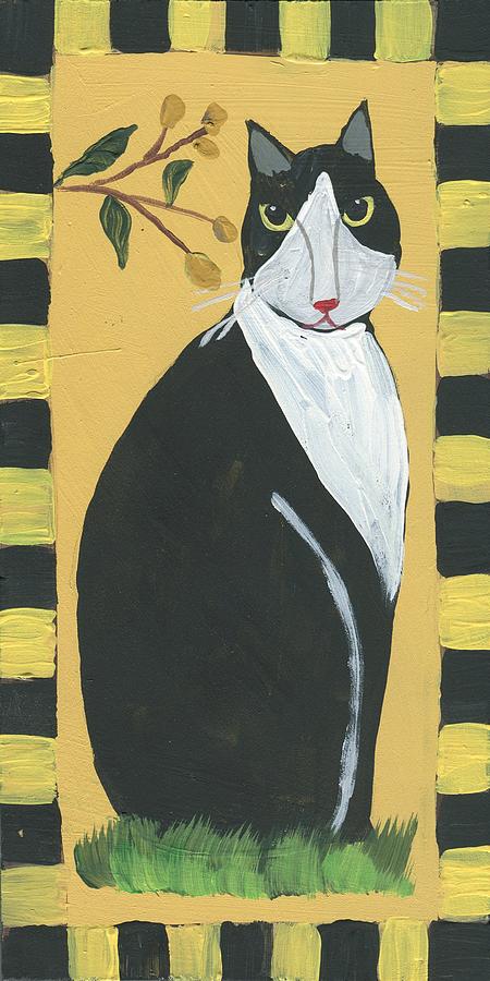 Tuxedo Country Cat Painting by Follow Themoonart