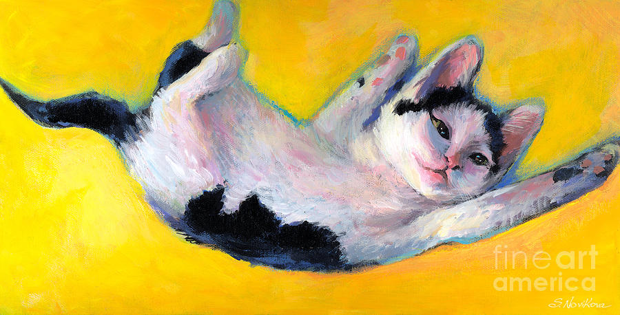 Tuxedo Kitten painting Painting by Svetlana Novikova