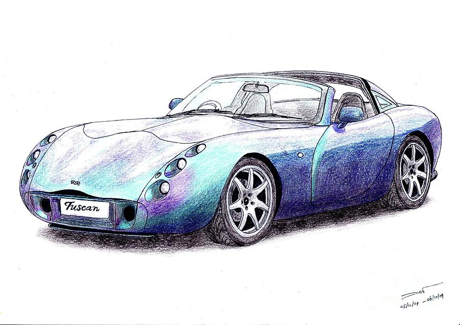 Vintage Drawing - TVR Tuscan Speed Six by Dan Poll