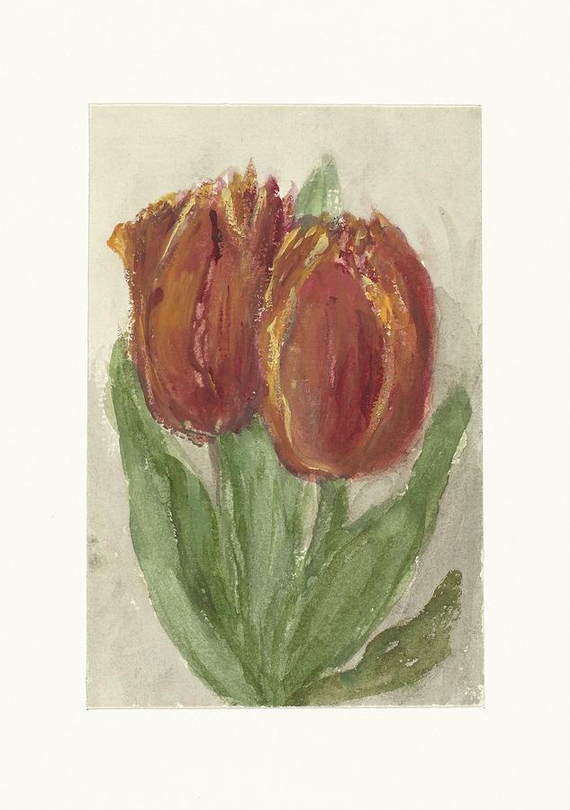 Flowers Still Life Painting - Twee rode tulpen, Sientje Mesdag by MotionAge Designs