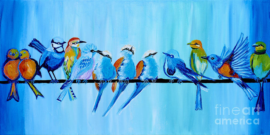 Bird Painting - Twelve Birds by Art by Danielle