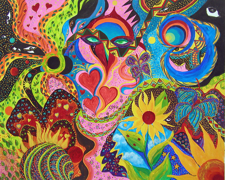 Hearts And Flowers Painting by Marina Petro