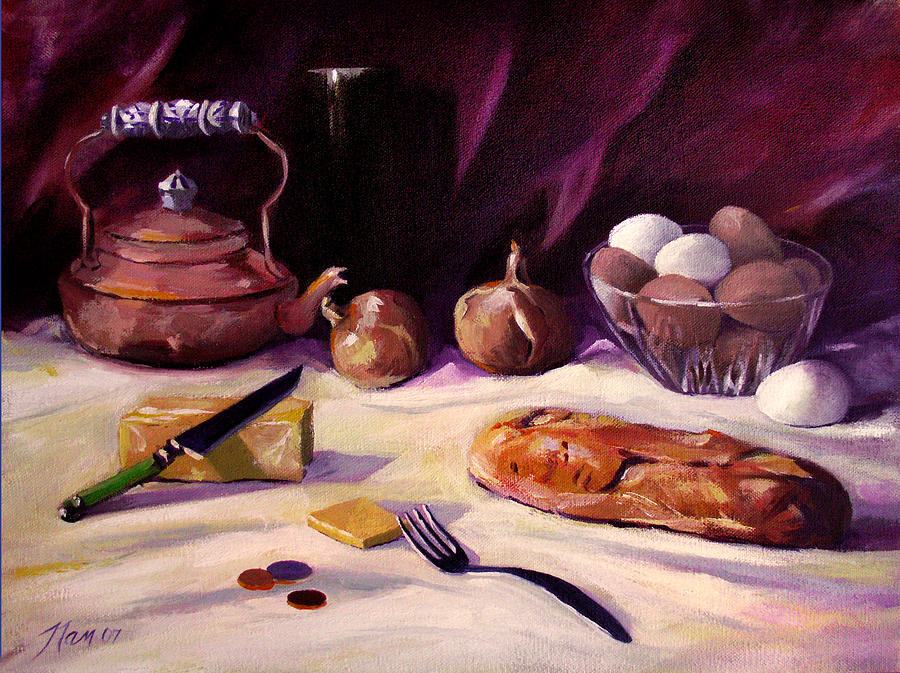 Twenty Seven Cents and Bread Painting by Nancy Griswold