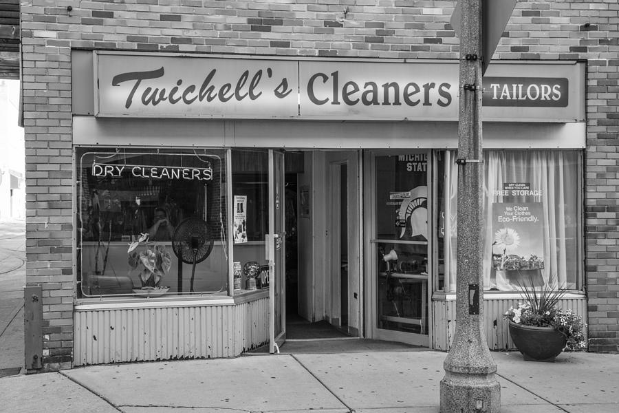 Twichells cleaners East Lansing Black and White  Photograph by John McGraw