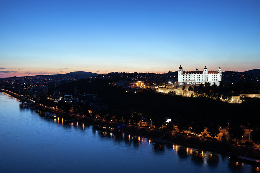 Twilight At Danube River in Bratislava City Photograph by Artur Bogacki