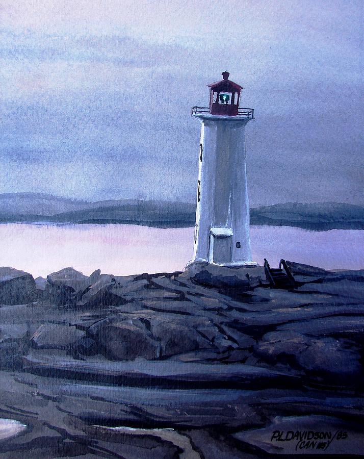 Twilight at Peggys Cove Painting by Pat Davidson
