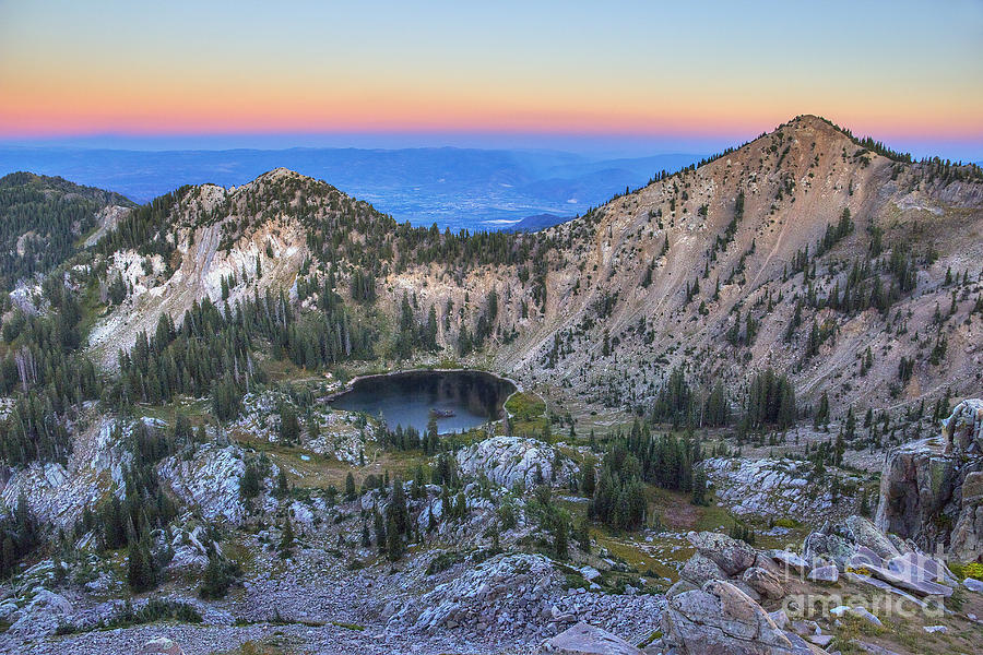 Twilight At Sunset Peak And Lake Catherine As Viewed From Mount Tuscarora Photograph by Spencer Baugh