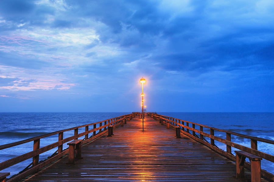 Twilight at the Kure Beach Pier Photograph by Nick Noble