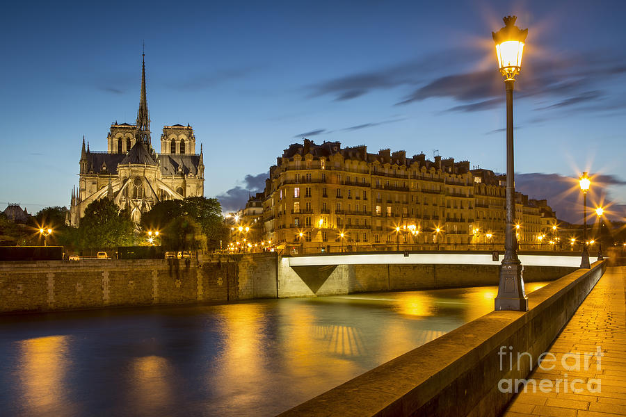 Twilight Behind Notre Dame Photograph by Brian Jannsen