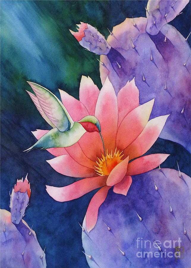 Hummingbird Painting - Twilight Bloom by Robert Hooper