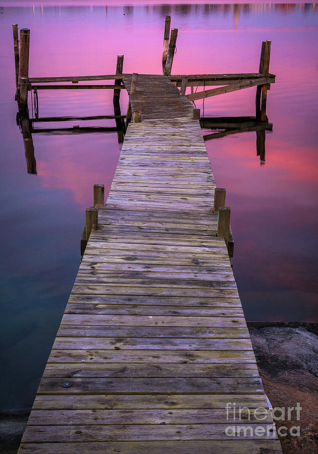 Twilight by the Dock Photograph by Inge Johnsson