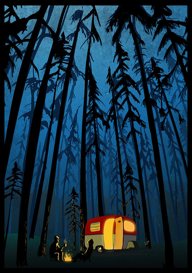 forest at twilight painting