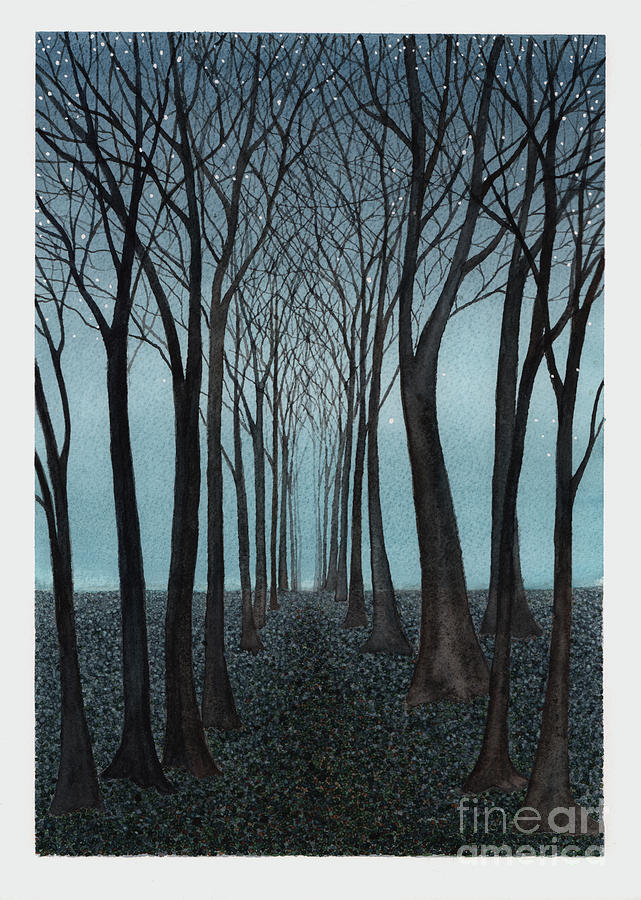 Twilight Forest Painting by Hilda Wagner