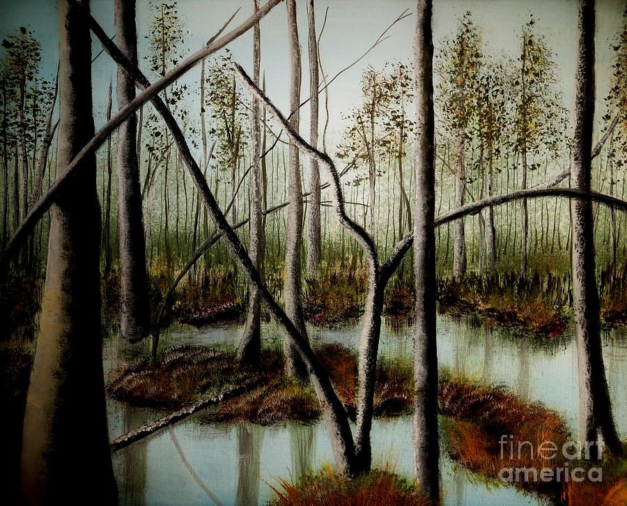 Twilight In The Florida Wetlands Painting by Tim Townsend