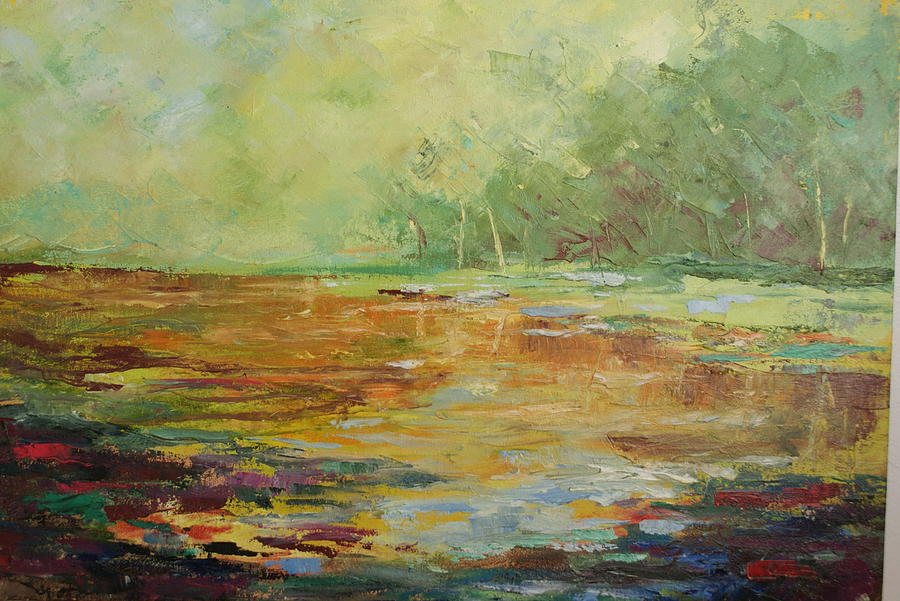 Lake Painting - Twilight Lake by Emmanuel Gamonez