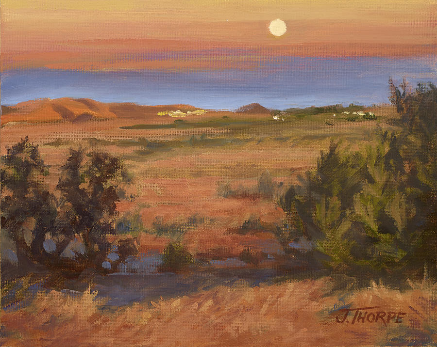 Twilight Moonrise, Valyermo Painting by Jane Thorpe
