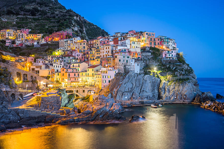 Twilight Of Manarola One Of The Five Villages Of The Cinque Terre ...