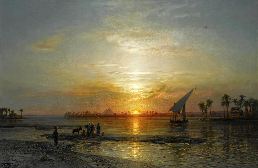 Twilight on the Nile Painting by Ernst Karl Eugen Koerner