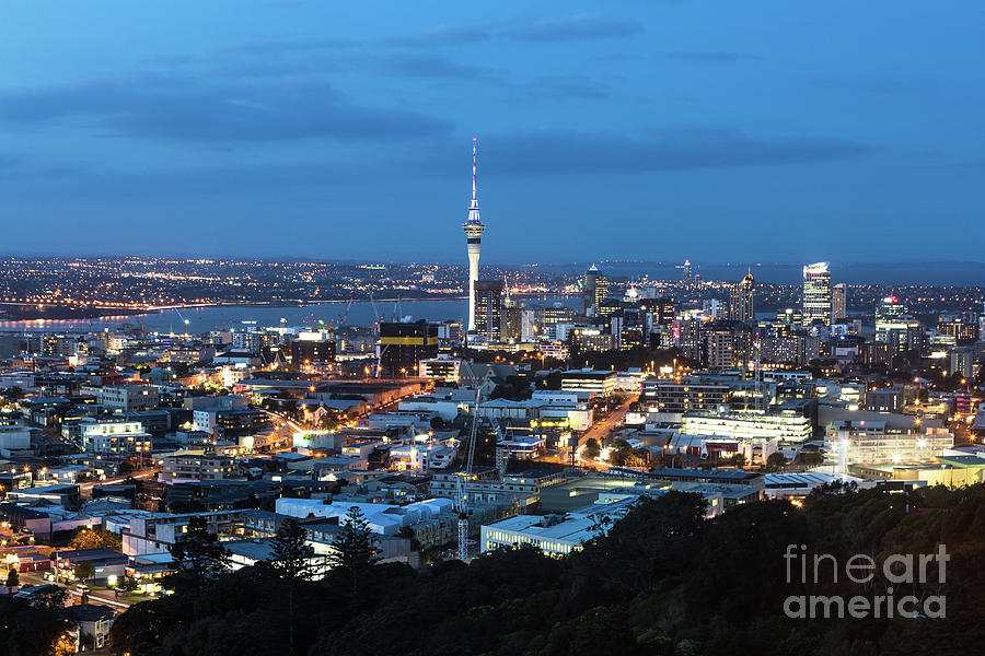 Twilight over Auckland, New Zealand Photograph by Didier Marti