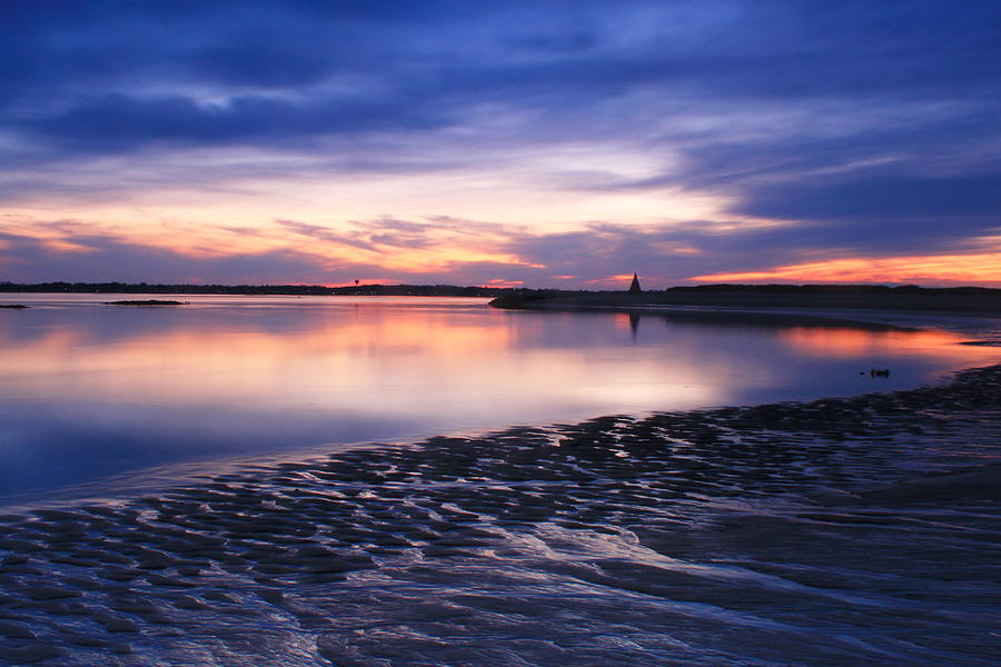 Sunset Photograph - Twilight over Tidal Flats Salisbury Beach State Reservation by John Burk