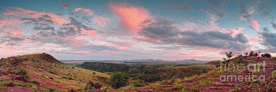 Twilight Panorama of Davis Mountains State Park and Fort Davis - Chihuahua Desert West Texas Photograph by Silvio Ligutti