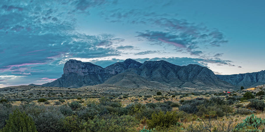 Twilight Panorama of El Capitan And Guadalupe Mountains - Culberson County West Texas Photograph by Silvio Ligutti