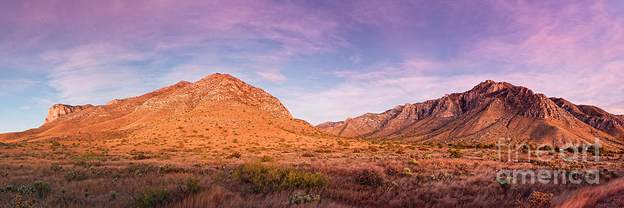 Twilight Panorama of Guadalupe Mountains and Pine Springs Canyon - West Texas Culberson County Photograph by Silvio Ligutti