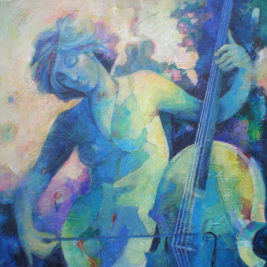 Suzanne Clark Painting - Twilight Rhapsody - Lady Playing the Cello by Susanne Clark