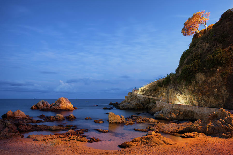Twilight Sea Coast in Lloret de Mar Photograph by Artur Bogacki
