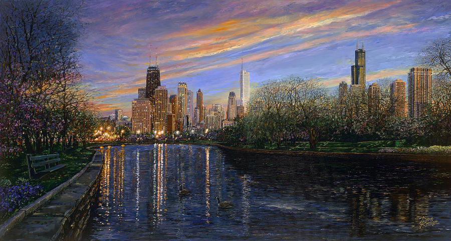 Spring Sunset Painting - Twilight Serenity by Doug Kreuger